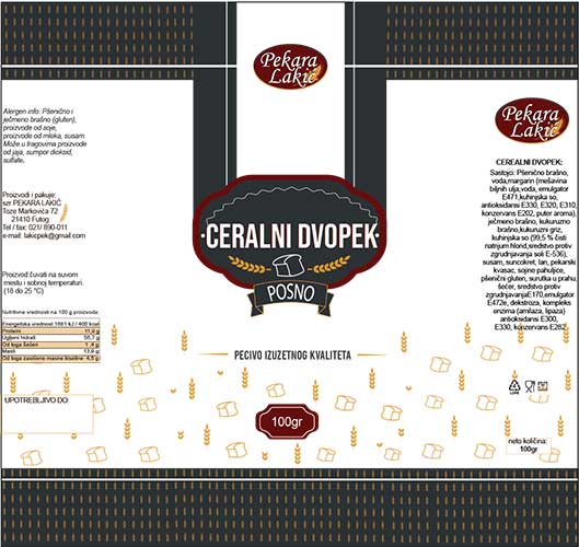 Bakery label („Ceralni dvopek“)